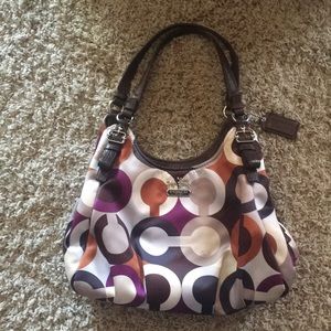 Coach Madison Op Art Sateen Hobo Handbag
